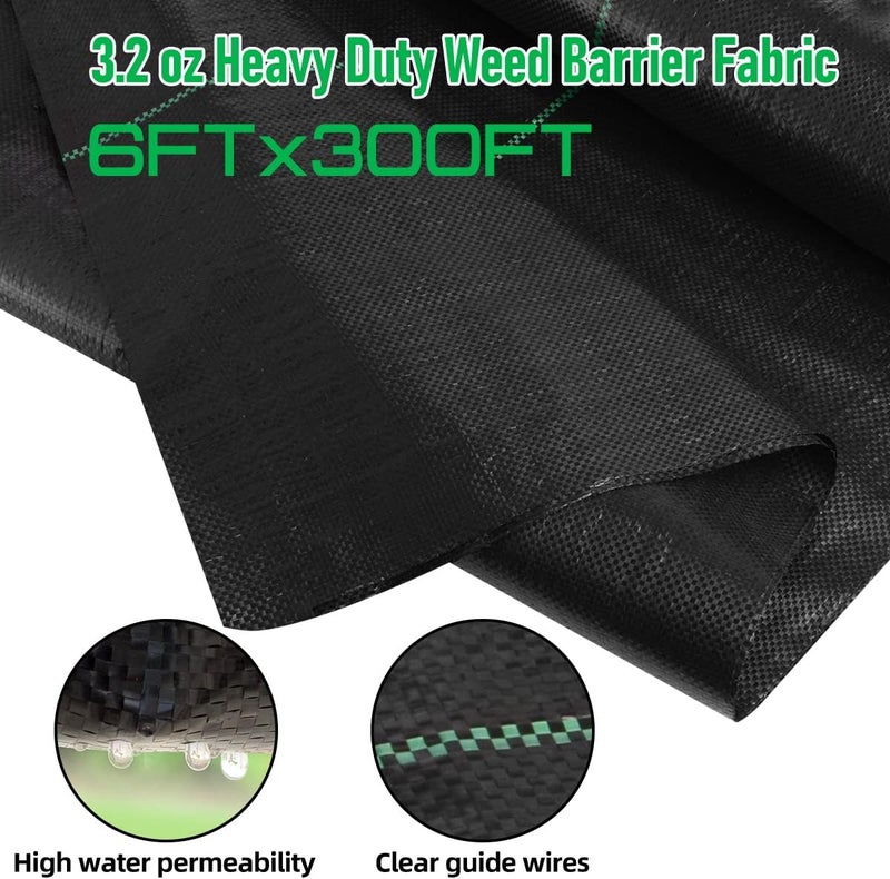LAVEVE 6FT x 300FT Weed Barrier Landscape Fabric, 3.2oz Premium Heavy Duty Garden Cloth, Ground Cover for Gardening, Farming - Image 2